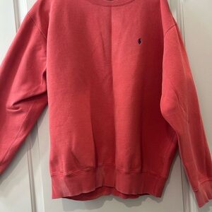 Ralph Lauren Coral Crewneck Sweatshirt with Navy Pony